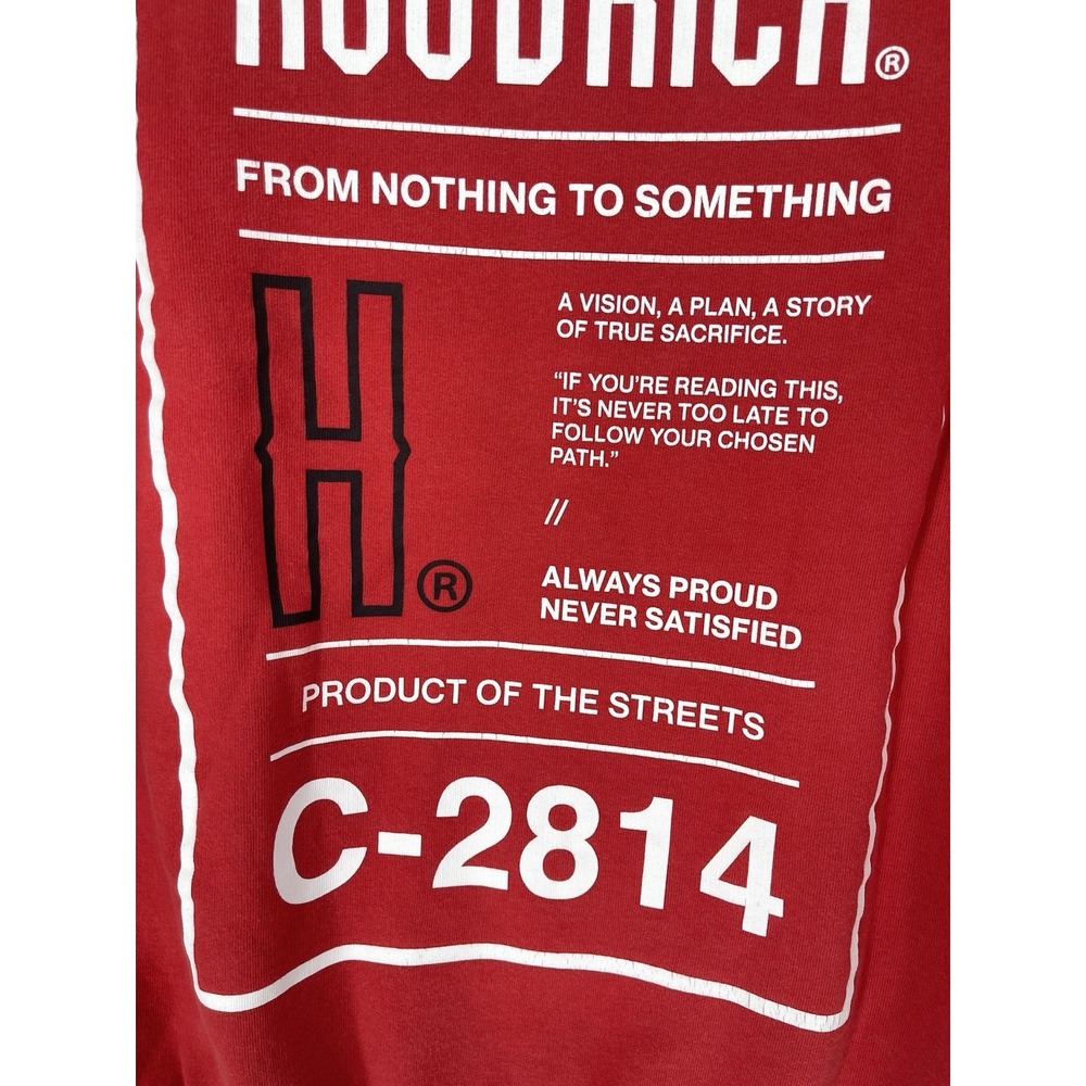 Hoodrich Mens Red Sweatshirt Size M Cotton Blend Crewneck Pullover - Picture 6 of 7